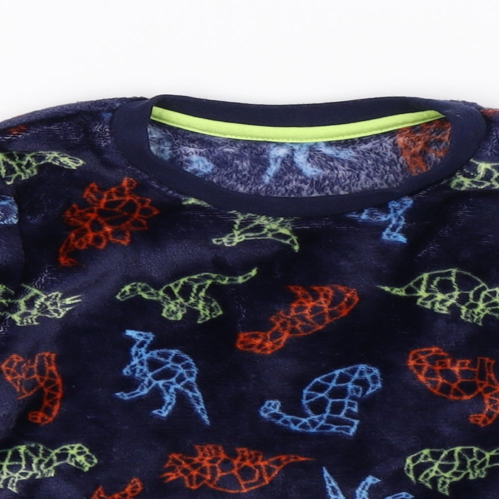 Nutmeg Boys Blue Solid Fleece  Pyjama Top Size 4-5 Years