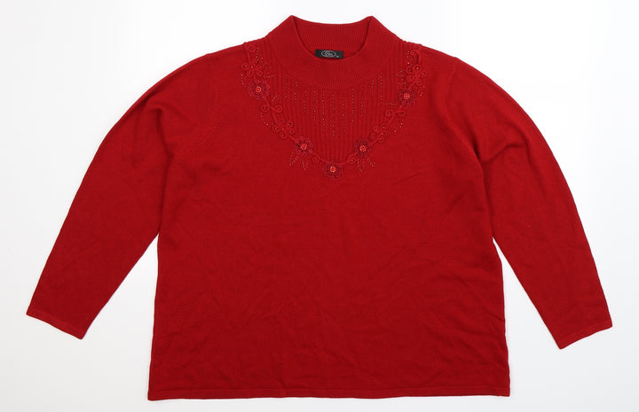 BM Womens Red  Knit Pullover Jumper Size XL