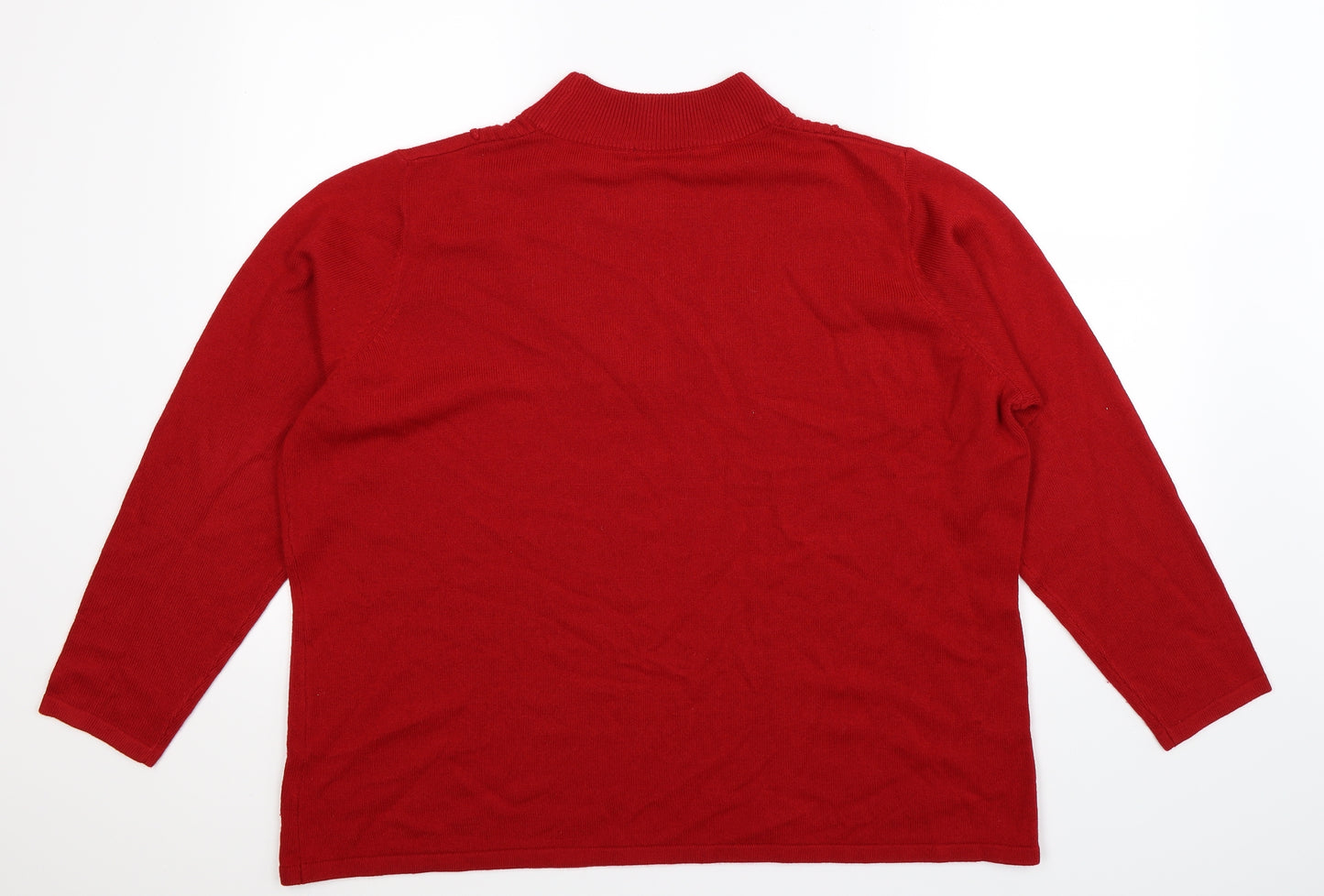 BM Womens Red  Knit Pullover Jumper Size XL