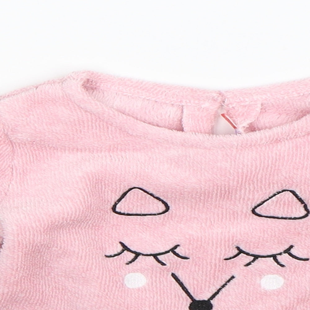 Lily & Dan Girls Pink Solid Fleece Cami Pyjama Top Size 18-24 Months