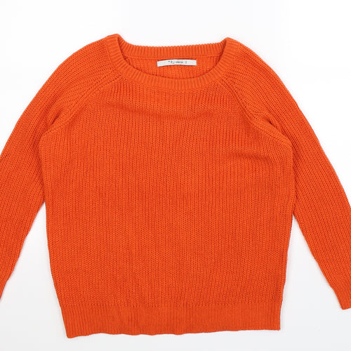 Tru Collection Womens Orange  Knit Pullover Jumper Size S