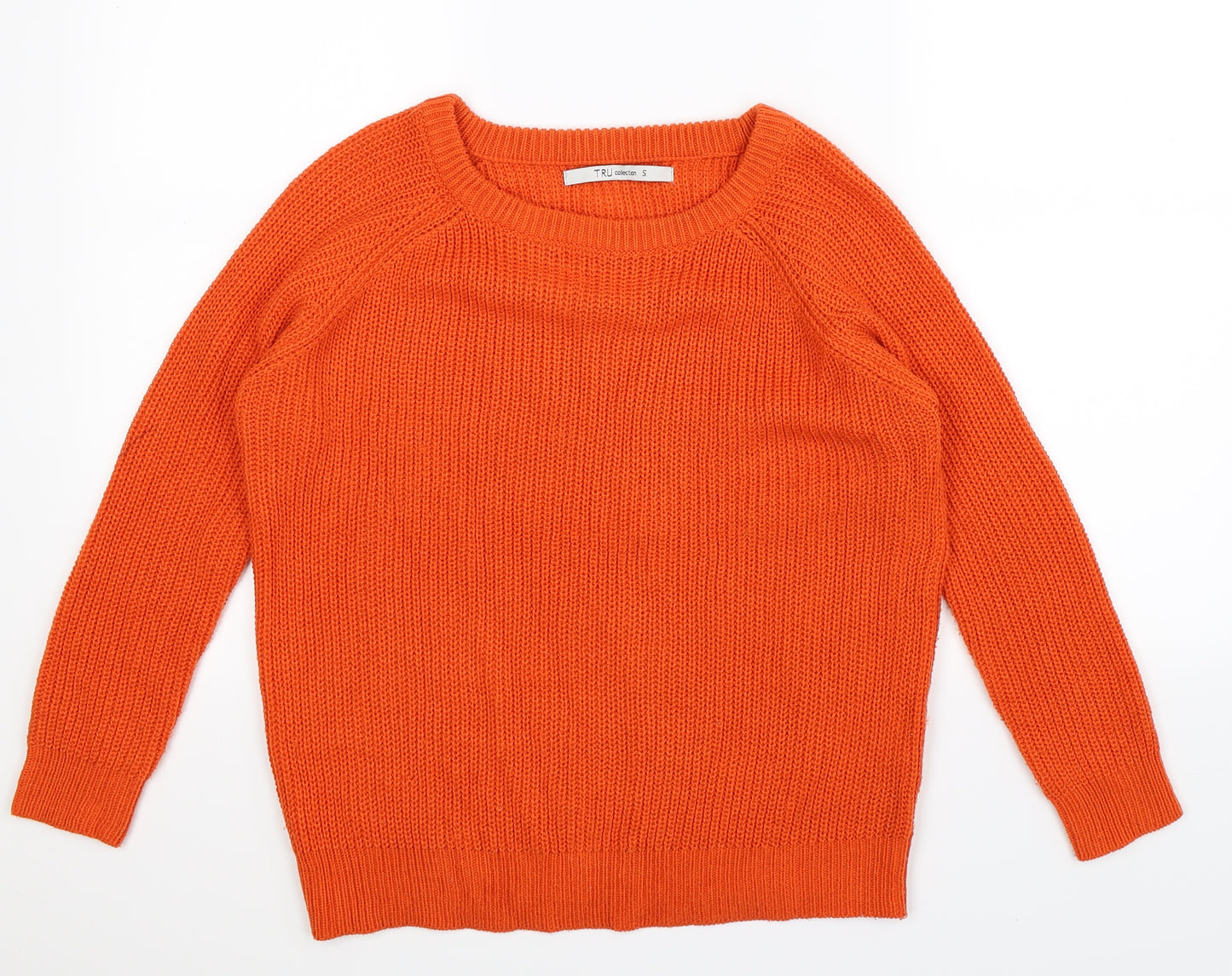 Tru Collection Womens Orange  Knit Pullover Jumper Size S