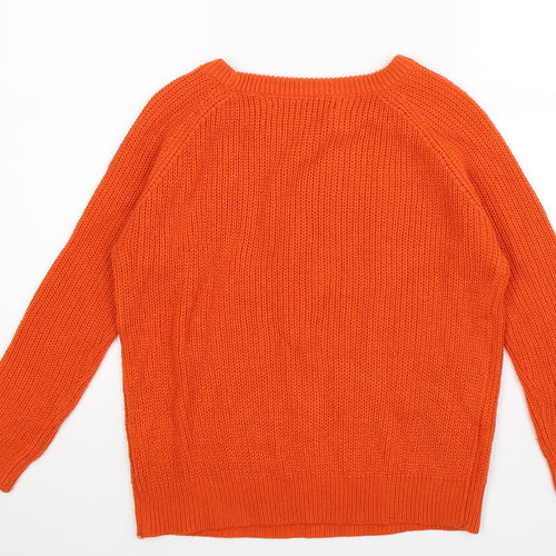 Tru Collection Womens Orange  Knit Pullover Jumper Size S