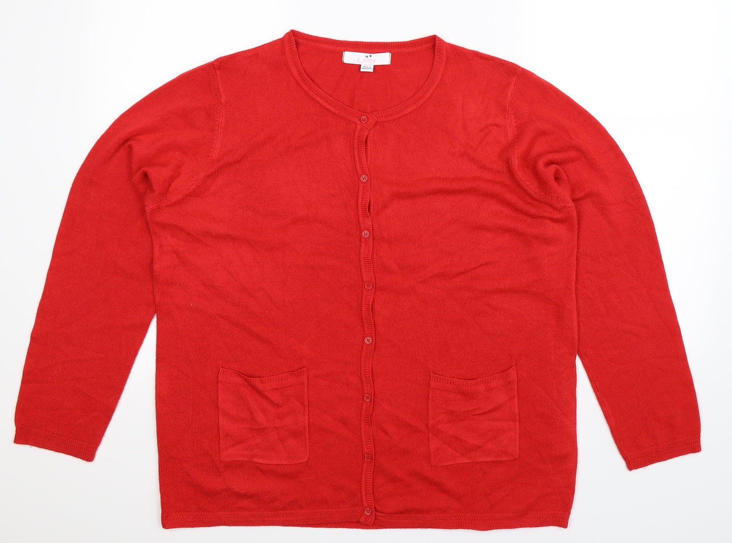 Julipa Womens Red  Knit Cardigan Jumper Size 18