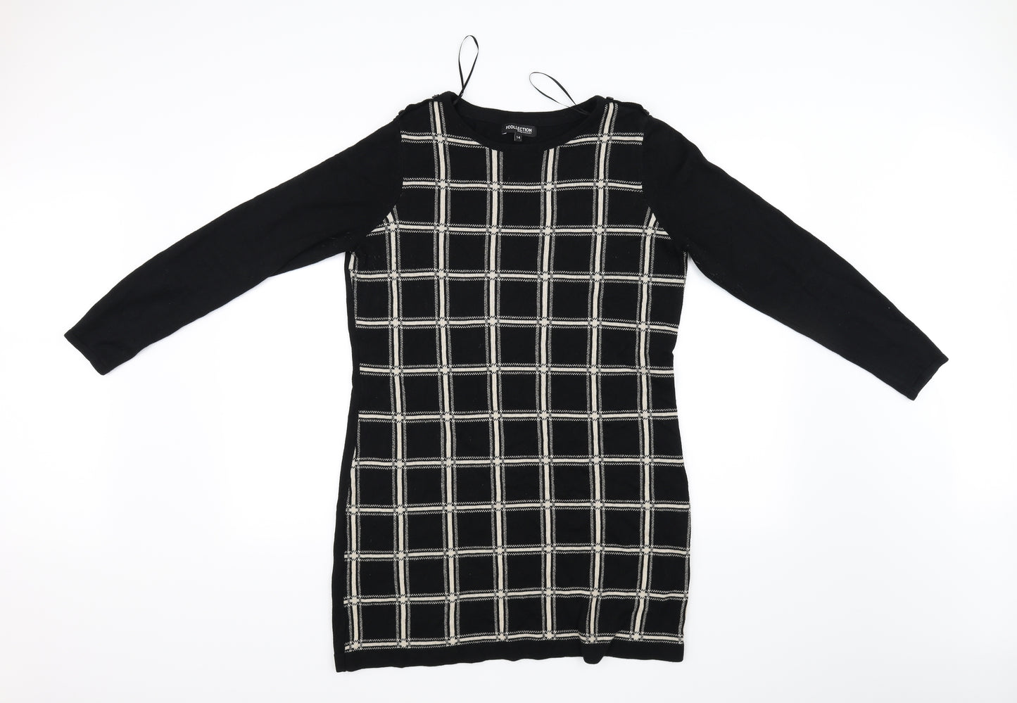 Debenhams Womens Black Check  Pullover Jumper Size 14