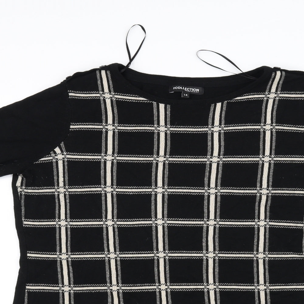 Debenhams Womens Black Check  Pullover Jumper Size 14