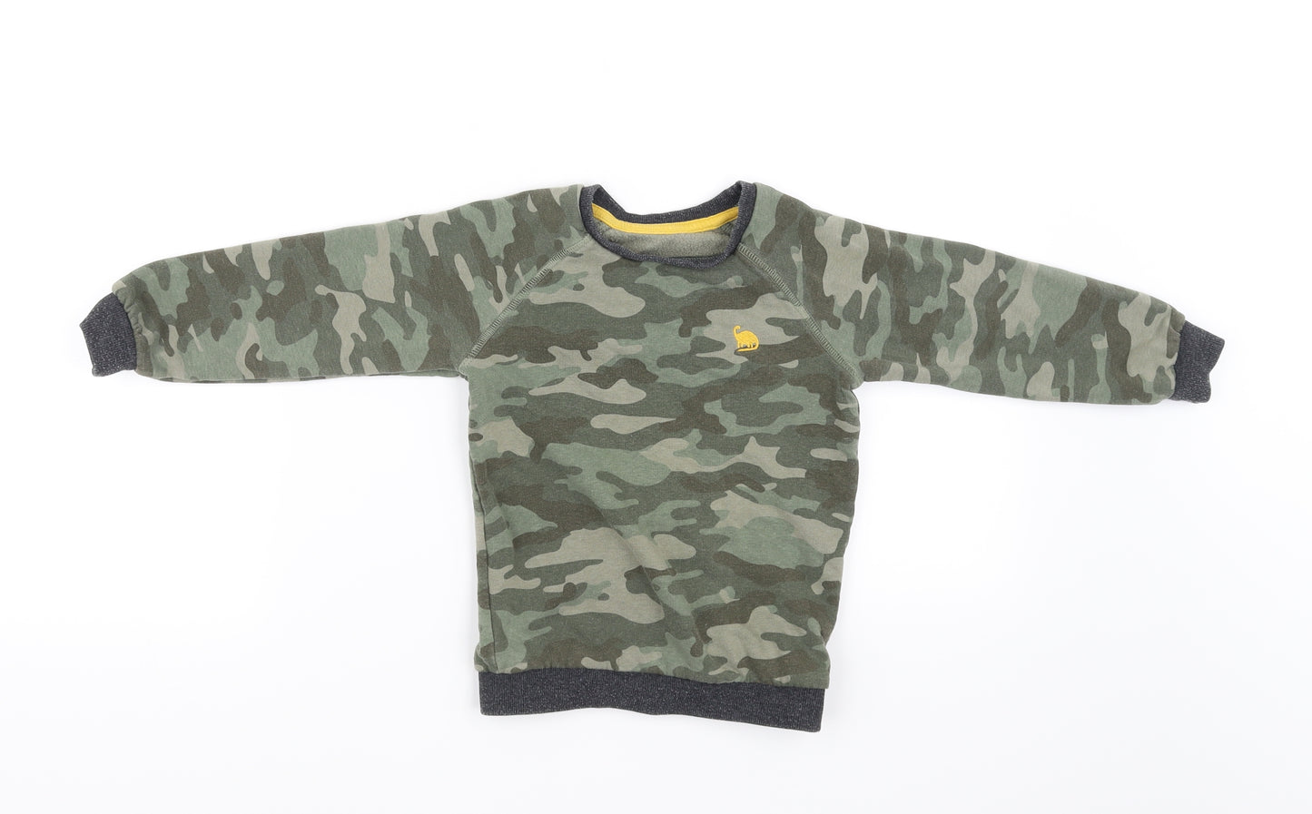 Preworn Boys Brown Camouflage  Pullover Jumper Size 3-4 Years