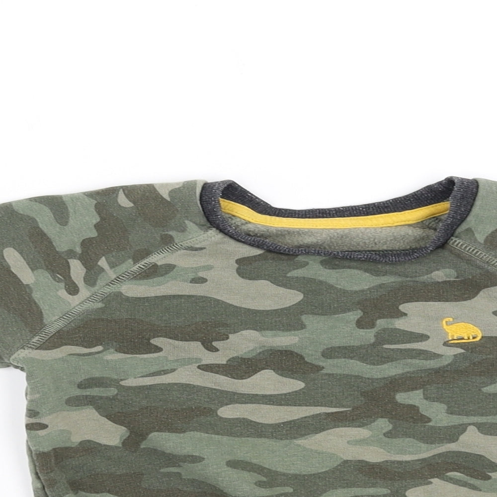 Preworn Boys Brown Camouflage  Pullover Jumper Size 3-4 Years