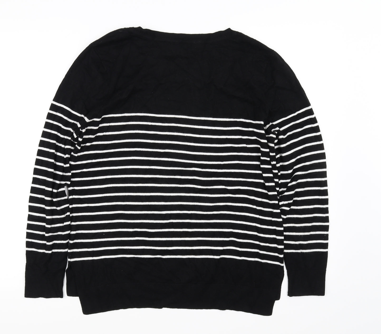 Peacocks Womens Black Striped  Pullover Jumper Size 16