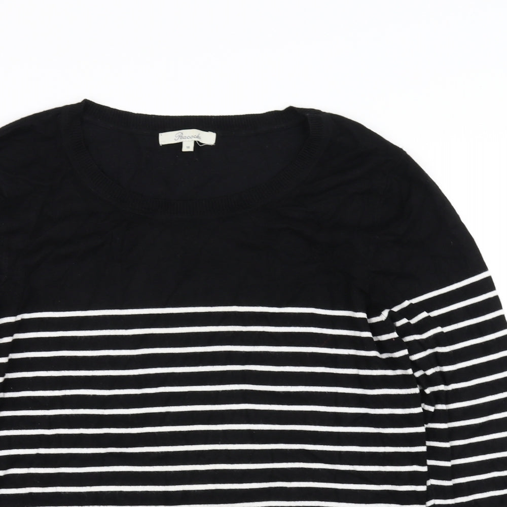 Peacocks Womens Black Striped  Pullover Jumper Size 16