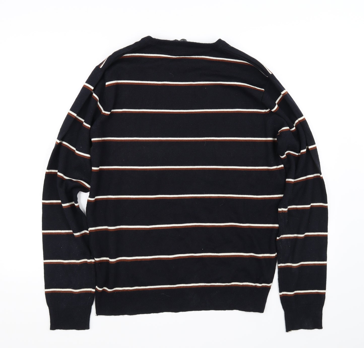 Cedar Wood State Mens Black Striped  Pullover Jumper Size L