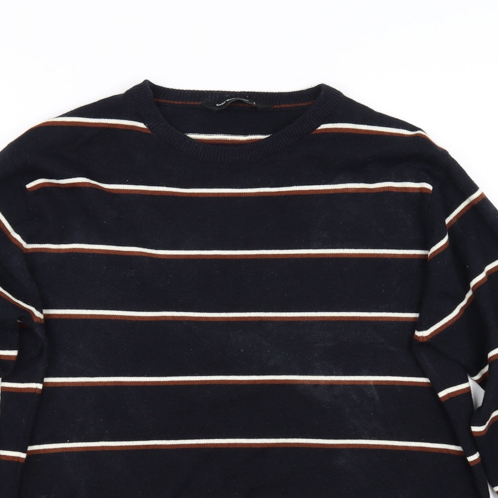Cedar Wood State Mens Black Striped  Pullover Jumper Size L