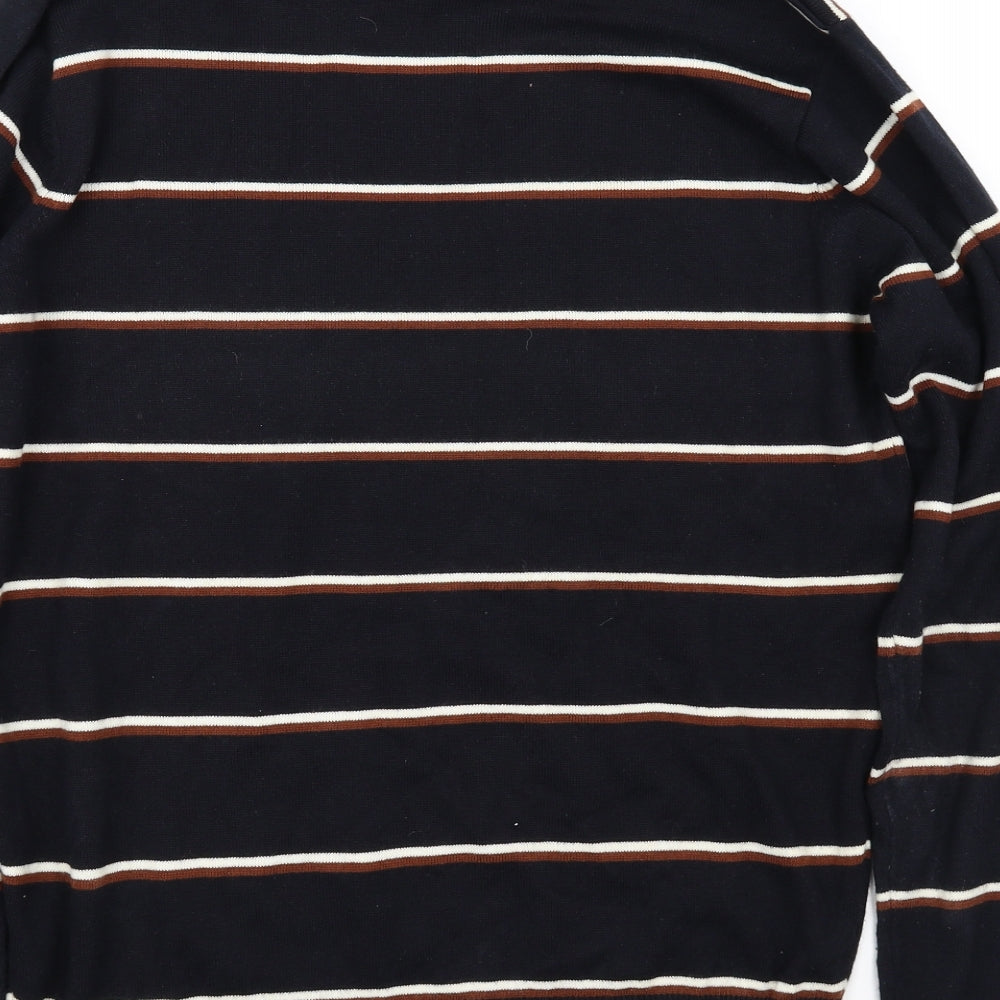 Cedar Wood State Mens Black Striped  Pullover Jumper Size L