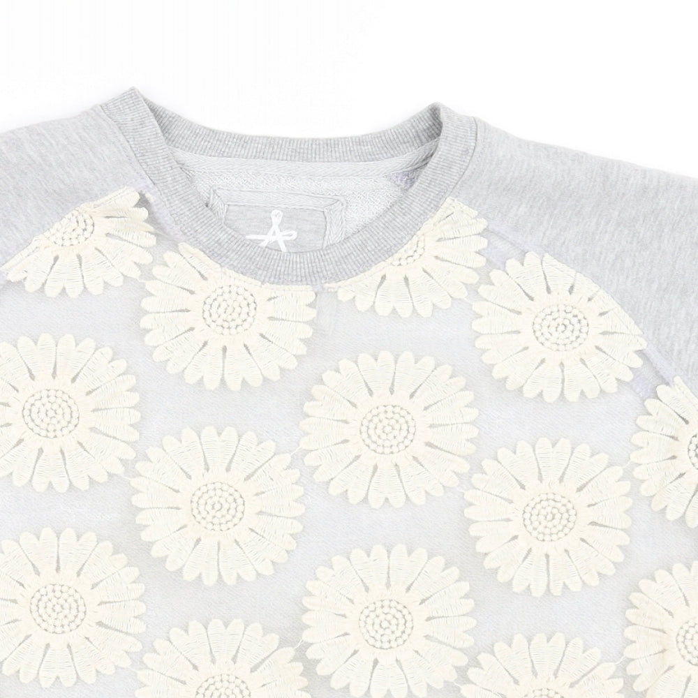Atmosphere Womens Grey Floral  Pullover Jumper Size 6