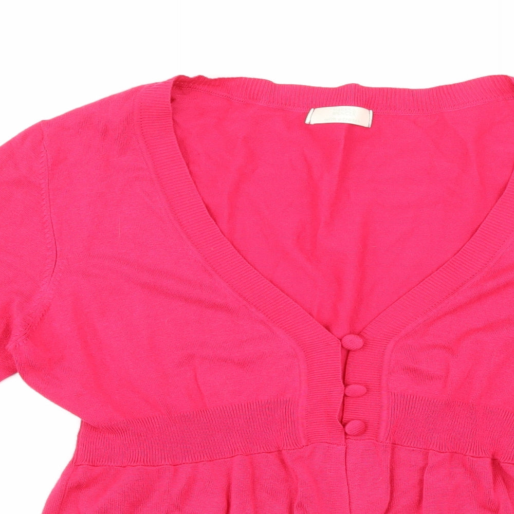 Marks and Spencer Womens Pink  Knit Cardigan Jumper Size 16