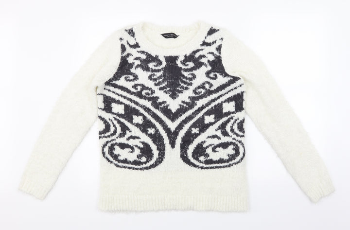 Dorothy Perkins Womens White  Knit Pullover Jumper Size 16