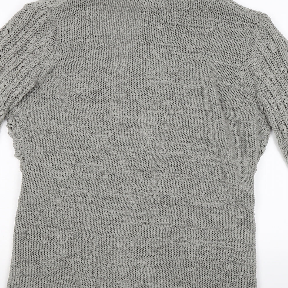 Moda Womens Grey  Knit Cardigan Jumper Size 14