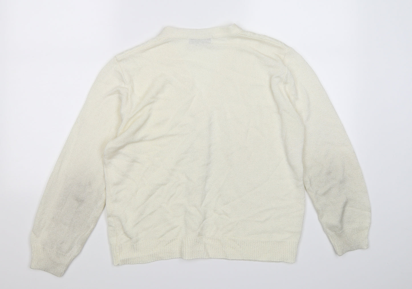 FUTURE LADY Womens Ivory  Knit Cardigan Jumper Size L