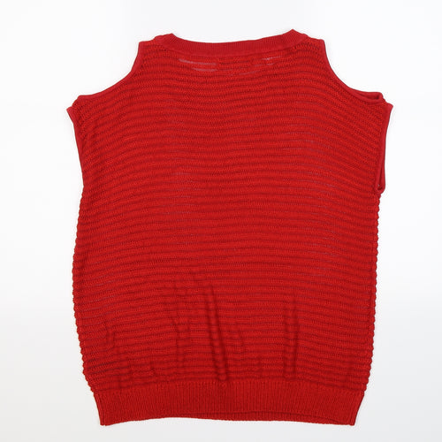 NEXT Womens Red Striped Knit Pullover Jumper Size 10  - CODL SHOULDER