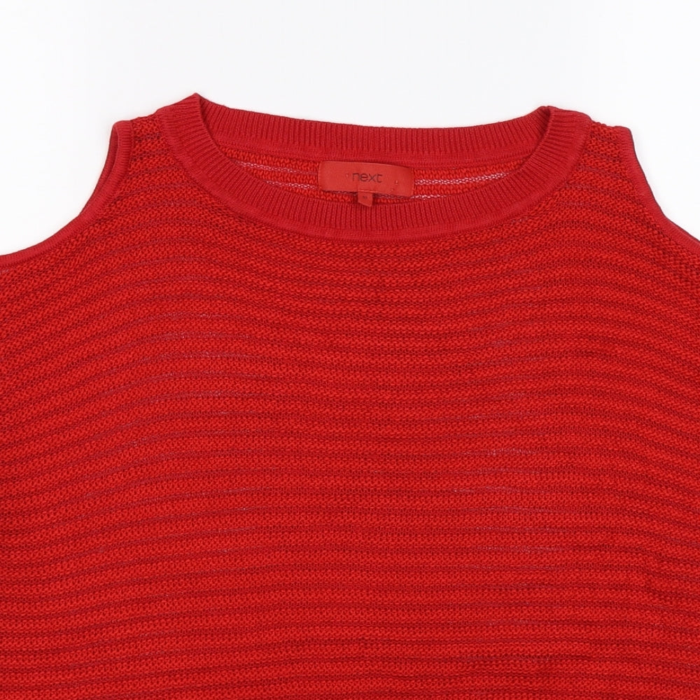 NEXT Womens Red Striped Knit Pullover Jumper Size 10  - CODL SHOULDER
