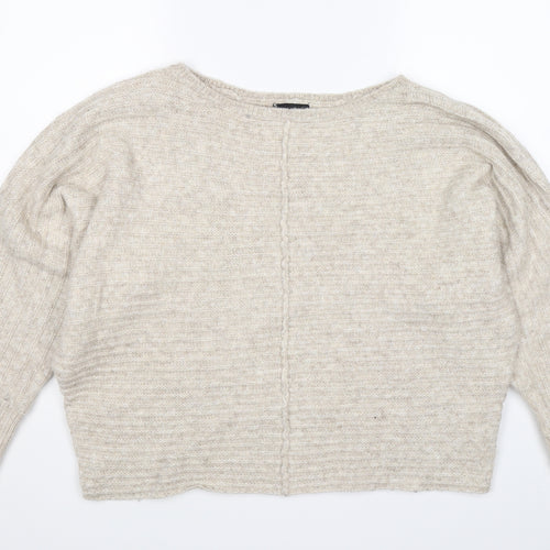 New Look Womens Beige Striped Knit Pullover Jumper Size L