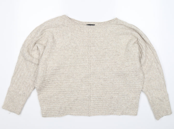 New Look Womens Beige Striped Knit Pullover Jumper Size L