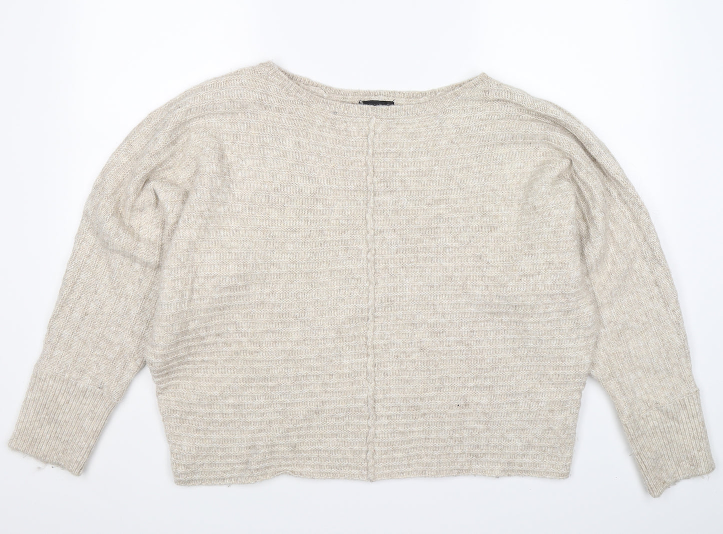 New Look Womens Beige Striped Knit Pullover Jumper Size L