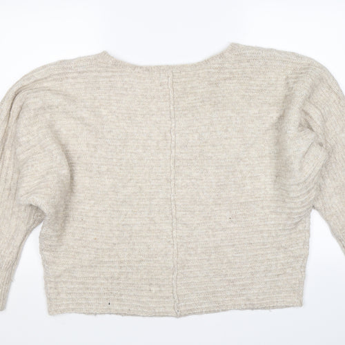New Look Womens Beige Striped Knit Pullover Jumper Size L