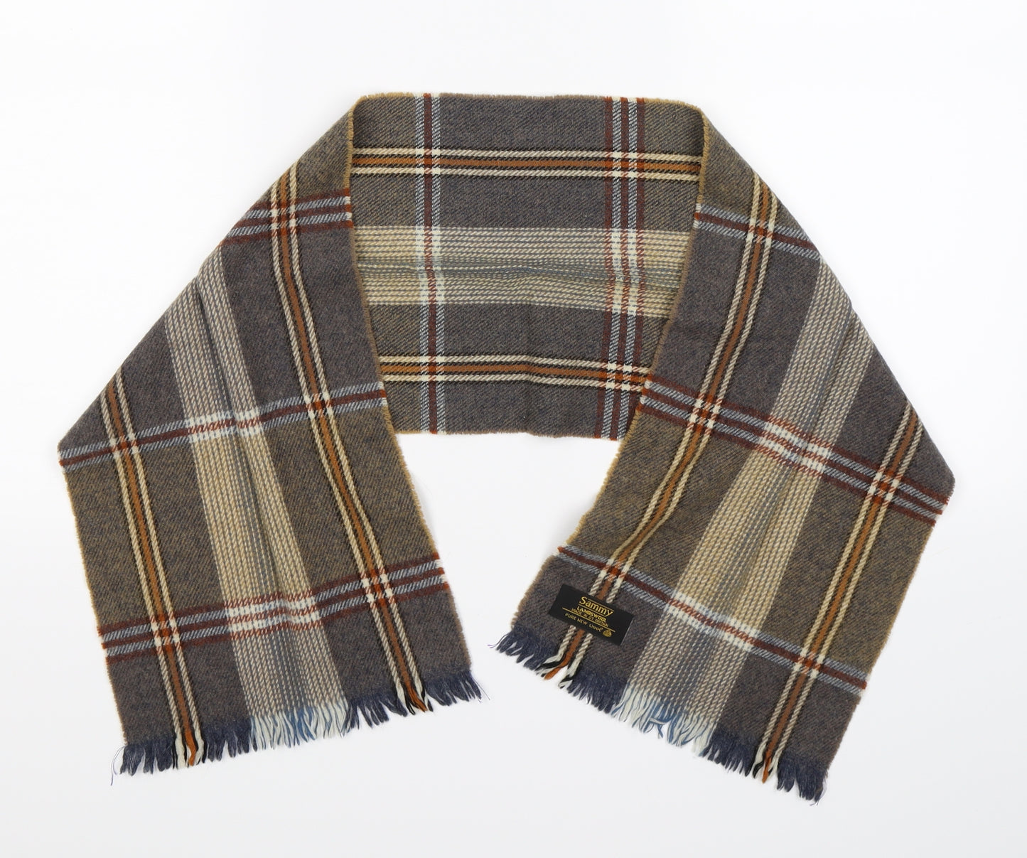 Sammy Mens Grey Plaids & Checks Knit Scarf  One Size