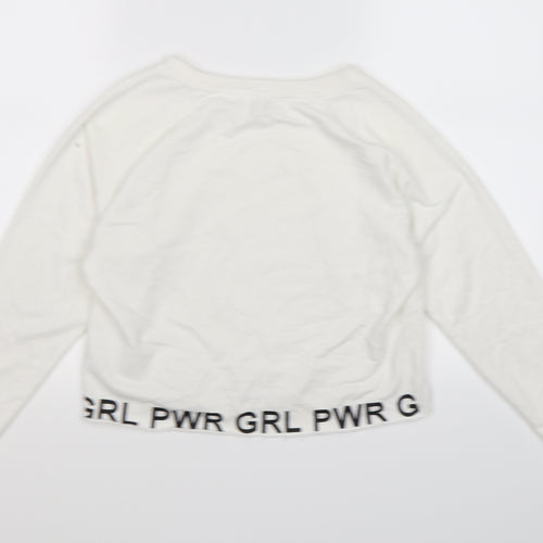 Primark Girls White  Jersey Pullover Sweatshirt Size 13-14 Years  - girl power