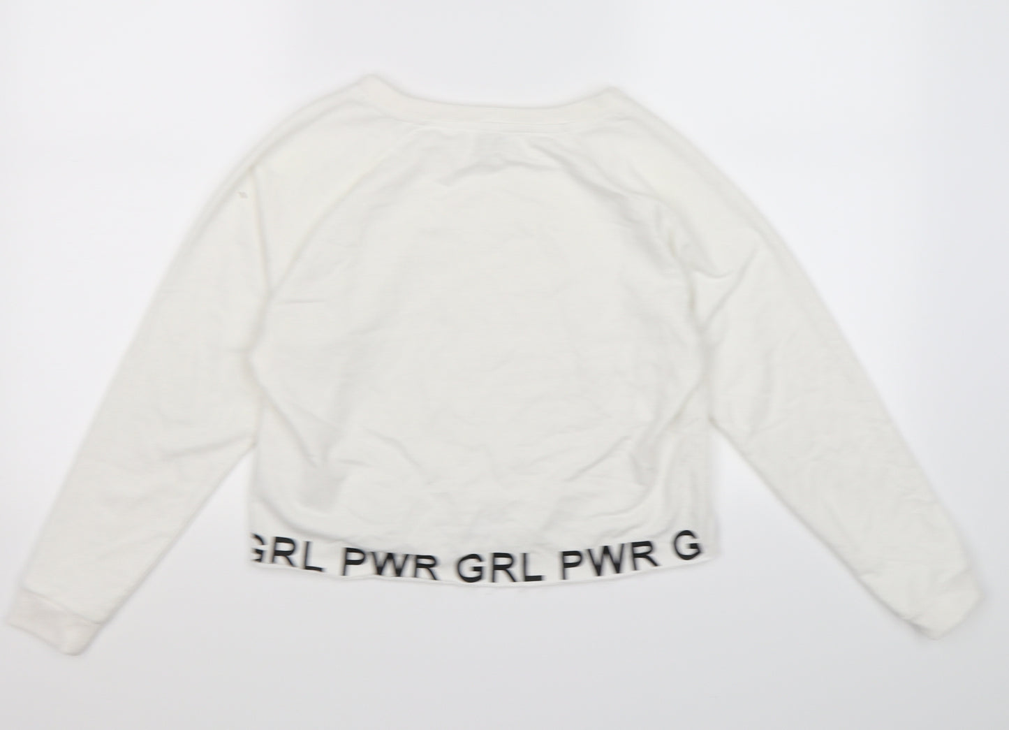 Primark Girls White  Jersey Pullover Sweatshirt Size 13-14 Years  - girl power