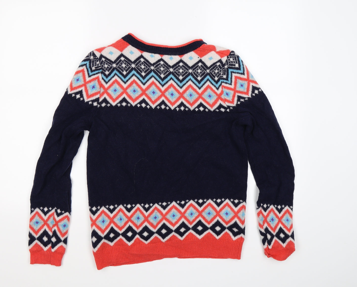heyton Womens Blue Geometric Knit Cardigan Jumper Size 12  - orange neon