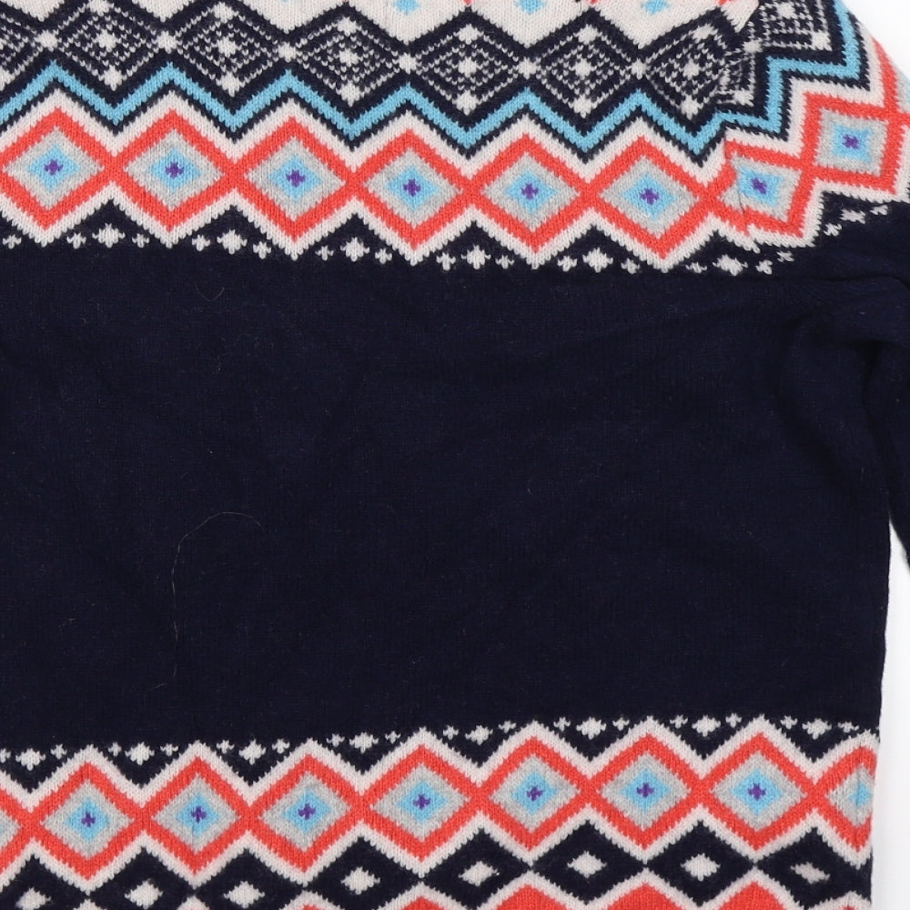 heyton Womens Blue Geometric Knit Cardigan Jumper Size 12  - orange neon