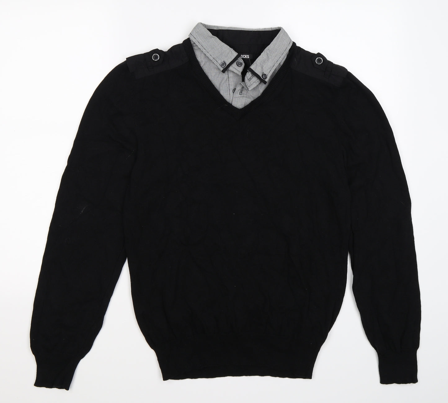 Peacocks Mens Black  Knit Pullover Jumper Size M