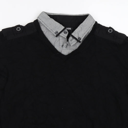 Peacocks Mens Black  Knit Pullover Jumper Size M