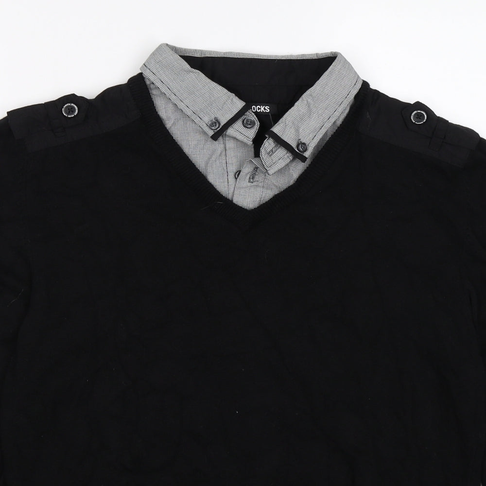 Peacocks Mens Black  Knit Pullover Jumper Size M