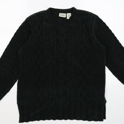 Classic Elements Womens Green Striped Knit Pullover Jumper Size S