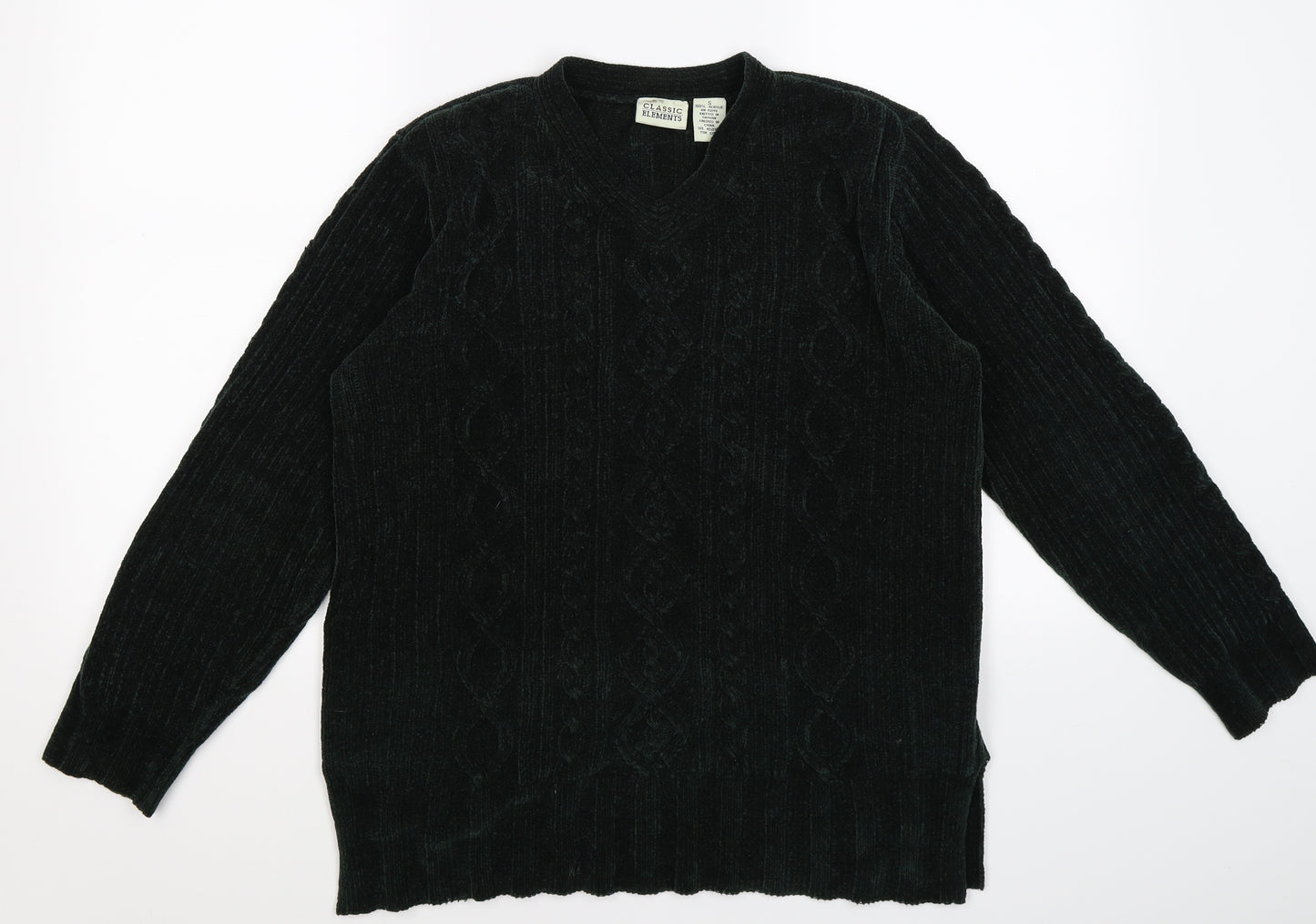 Classic Elements Womens Green Striped Knit Pullover Jumper Size S