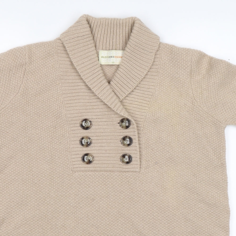 olive and orange Womens Beige  Knit Jumper Dress  Size 10