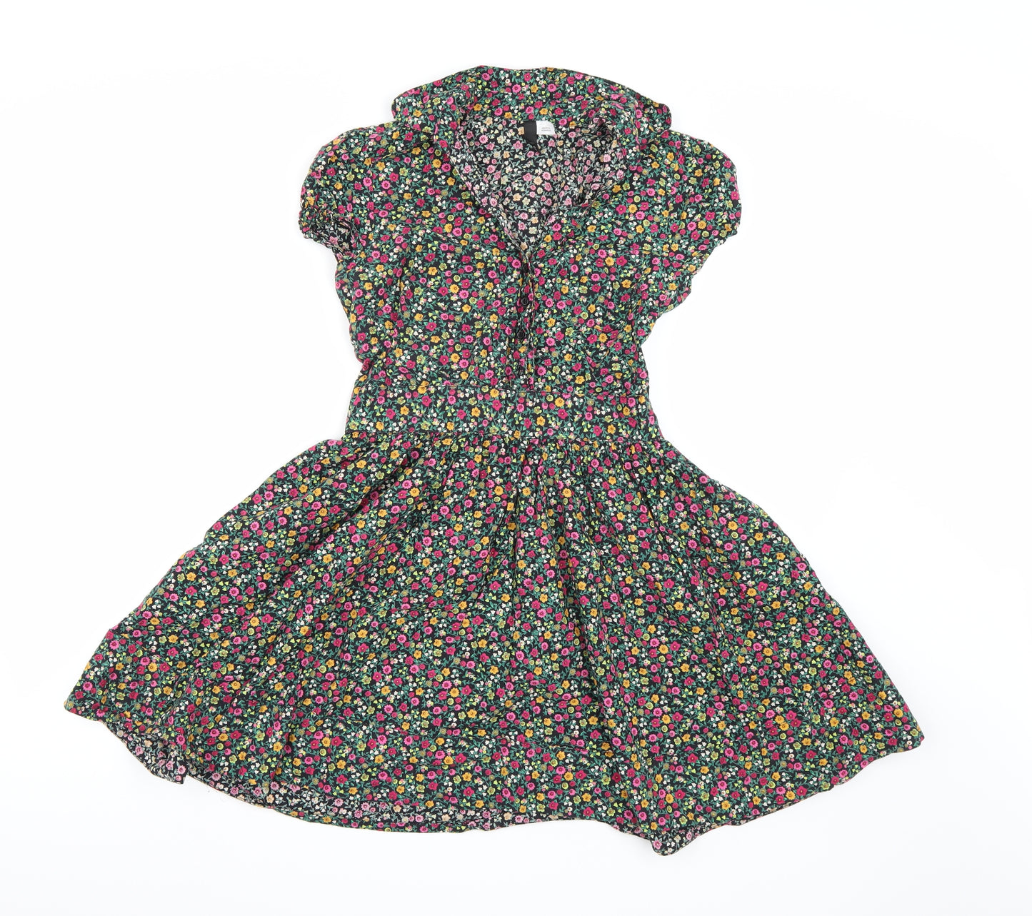 Divided Womens Black Floral  Shirt Dress  Size 12