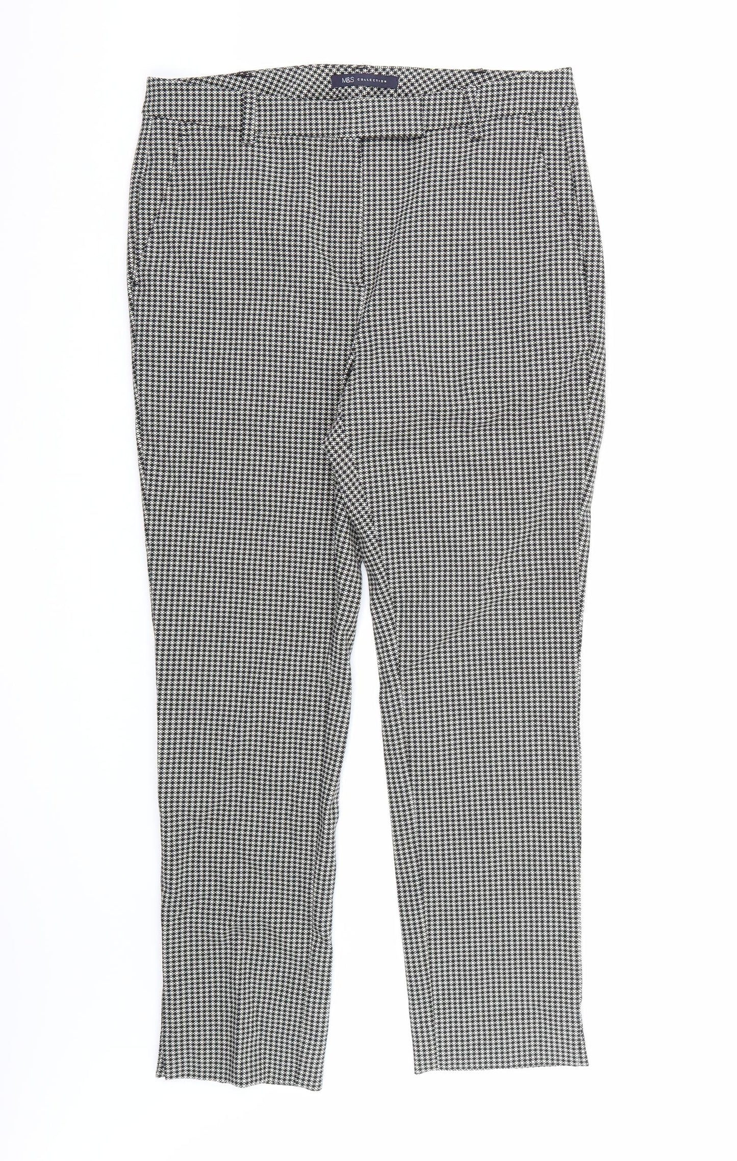 Marks and Spencer Womens Black Geometric  Trousers  Size 12 L26 in