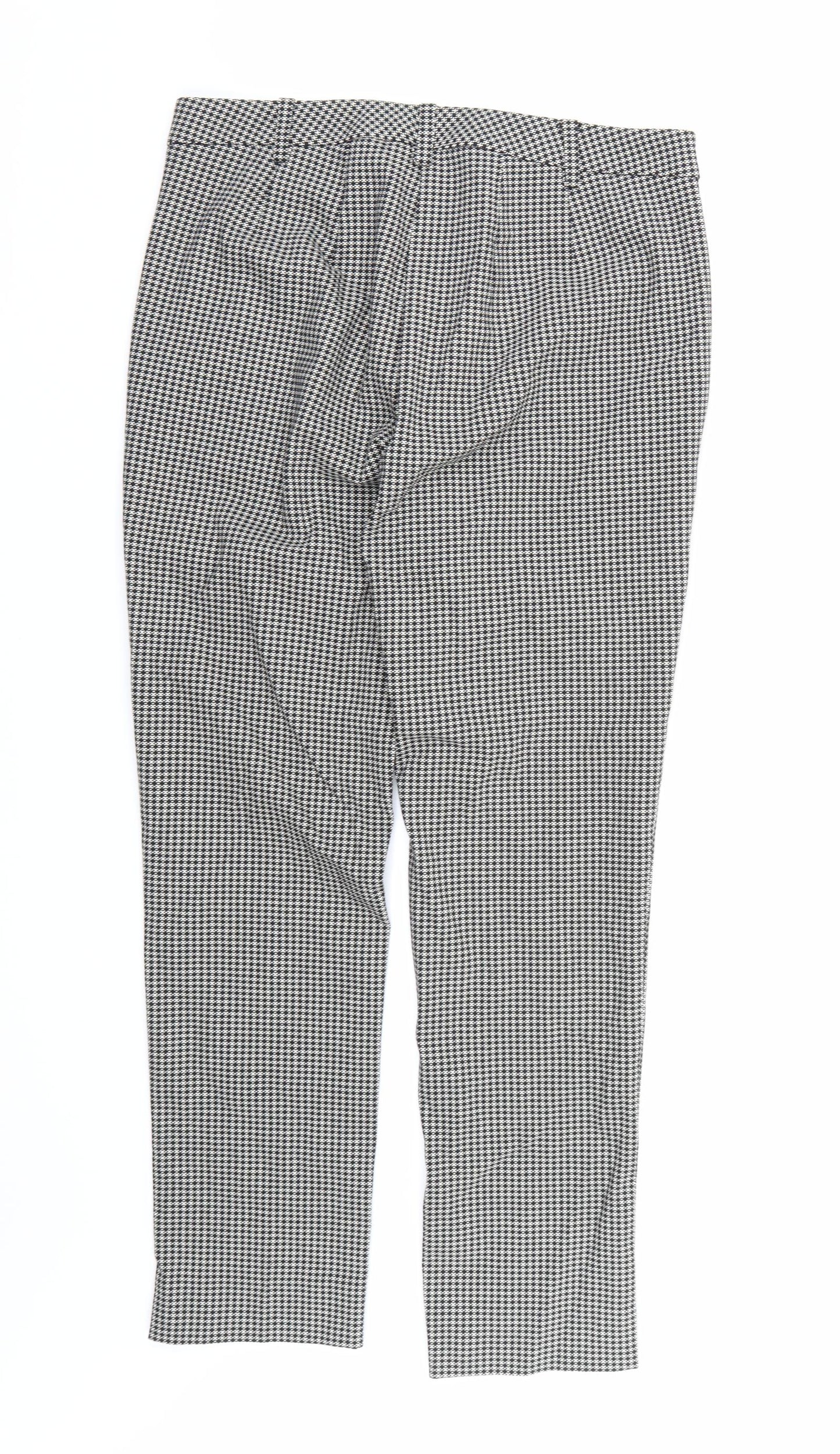 Marks and Spencer Womens Black Geometric  Trousers  Size 12 L26 in