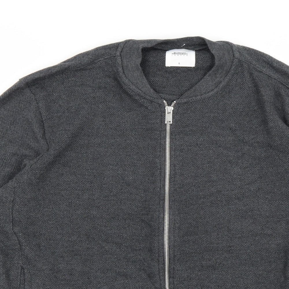 Burton Mens Grey  Knit Full Zip Jumper Size L