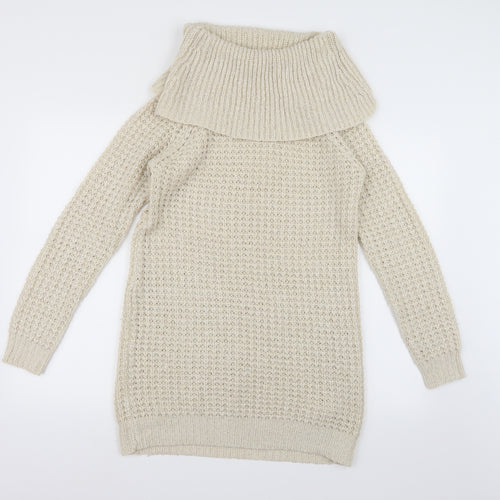 New Look Womens Beige  Knit Jumper Dress  Size 8