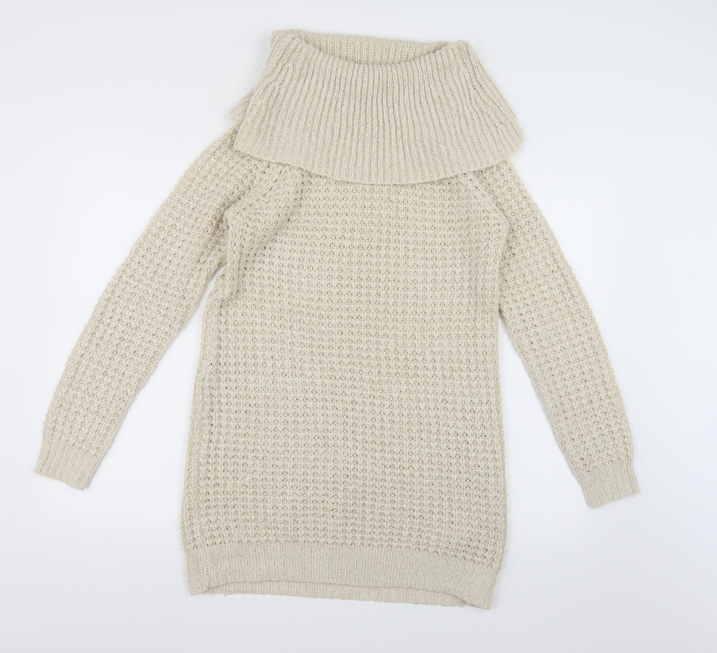 New Look Womens Beige  Knit Jumper Dress  Size 8