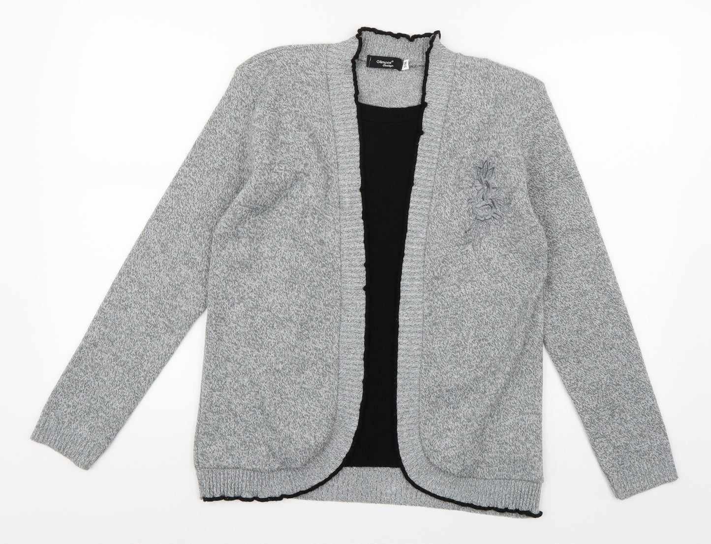 Glimpse Design Womens Grey  Knit Cardigan Jumper Size S