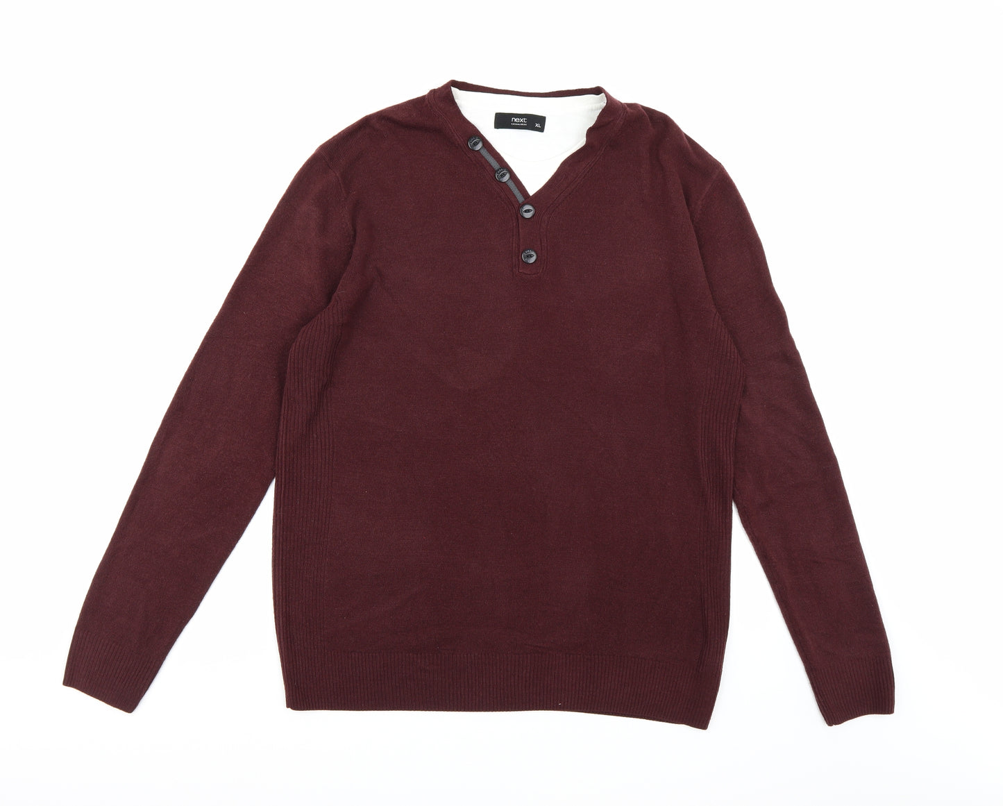 NEXT Mens Brown  Knit Pullover Jumper Size XL  - Burgundy