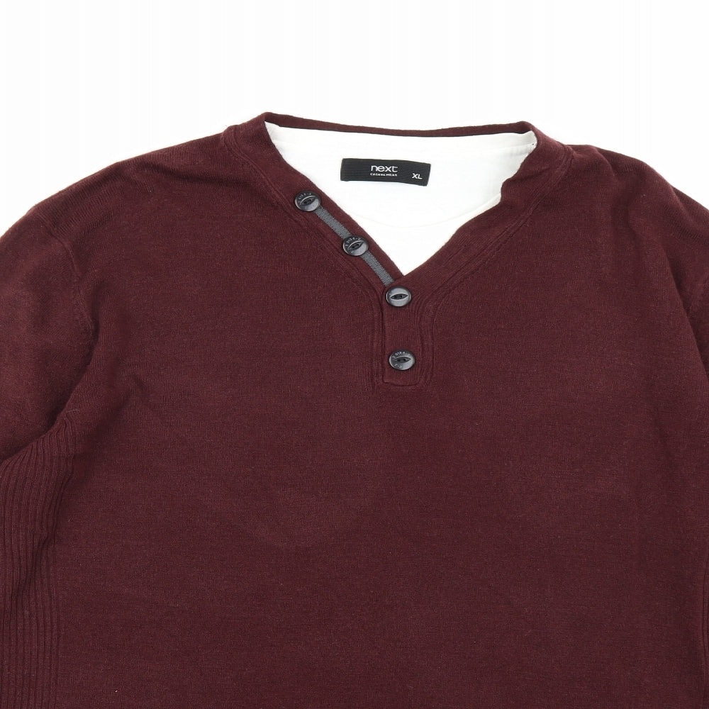NEXT Mens Brown  Knit Pullover Jumper Size XL  - Burgundy