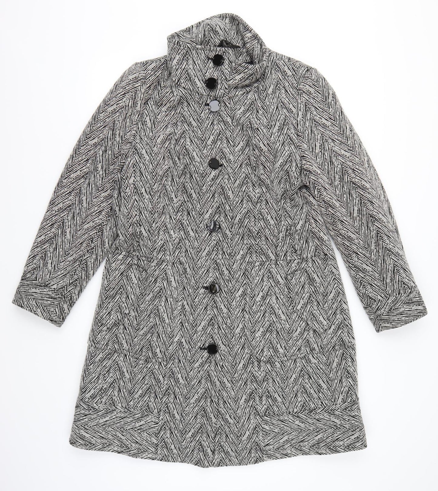 Marks and Spencer Womens Grey Herringbone  Pea Coat Coat Size 16