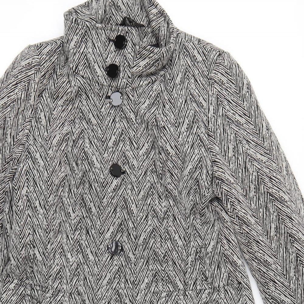 Marks and Spencer Womens Grey Herringbone  Pea Coat Coat Size 16